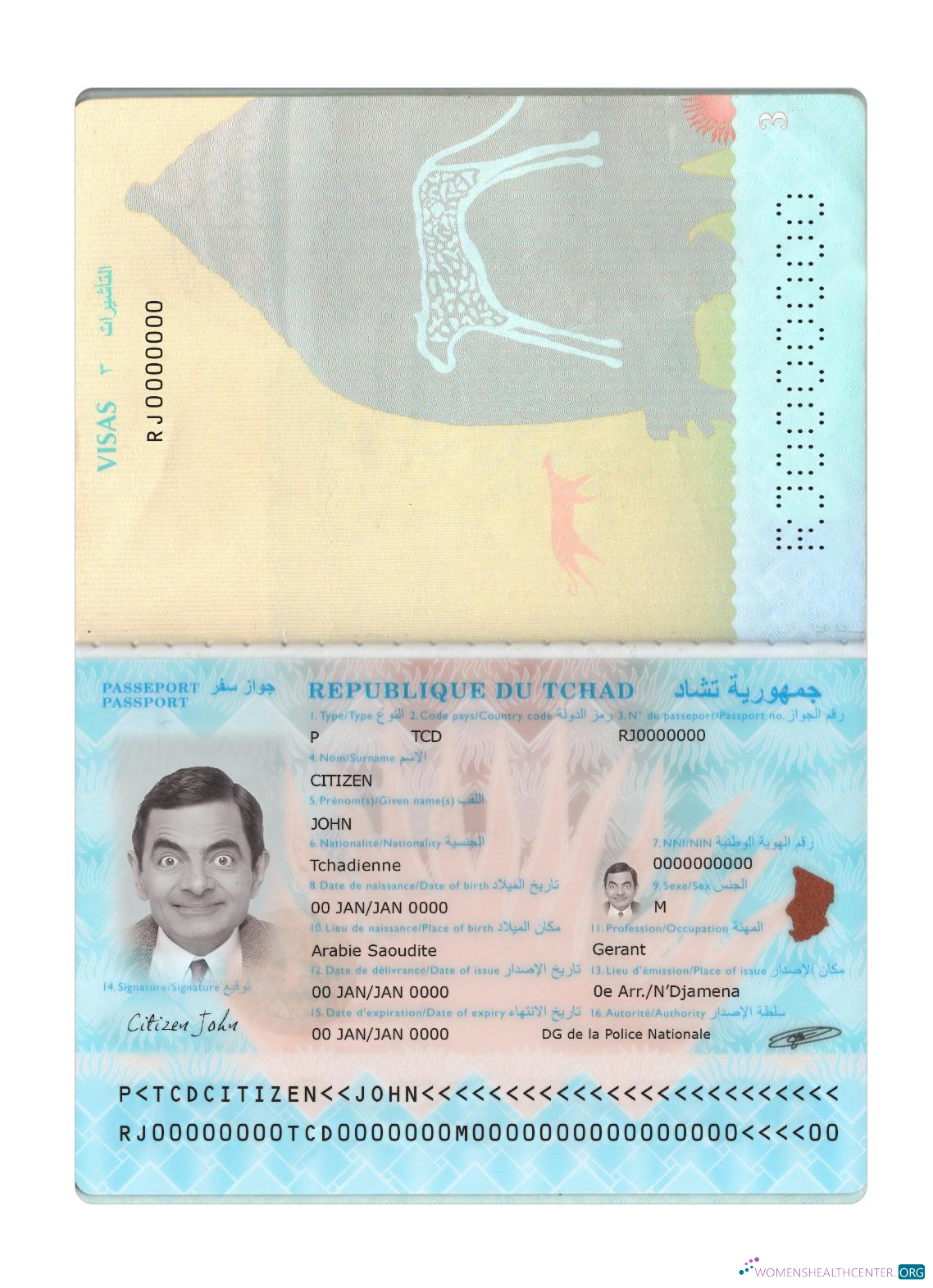 Download Du Tchad passport new 2021 present Photoshop template